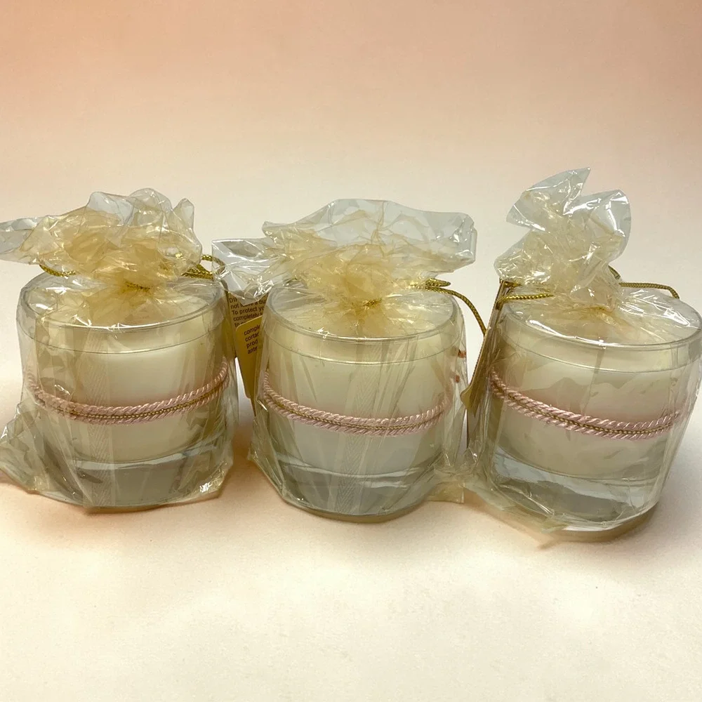 Vintage Lot 3 x NEW Aromatique Smell of Spring Scented 5.5 oz Glass Jar Candles